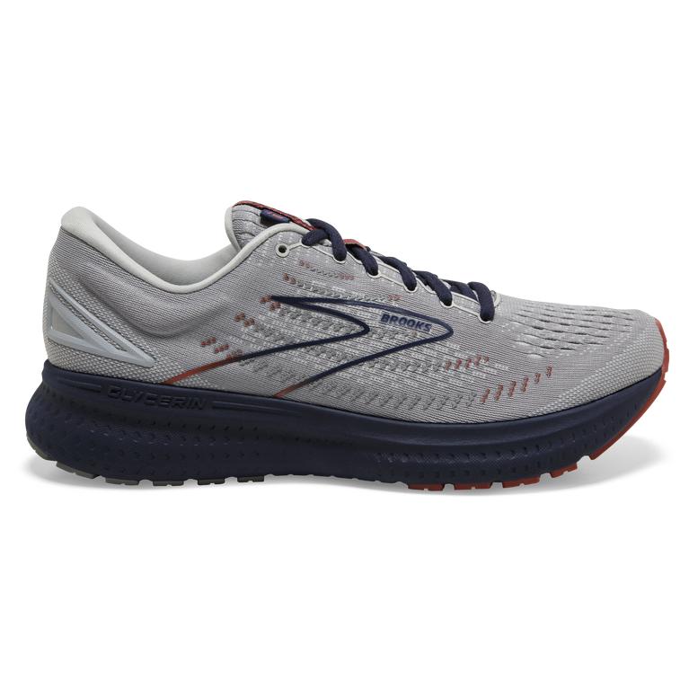 Brooks Glycerin 19 Road Running Shoes - Men's - Grey/Alloy/Peacoat (78421-SHJL)